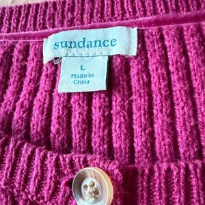 Sundance -  fuchsia Colored Henley Sweater,  Excellent Condition.  Size LG
